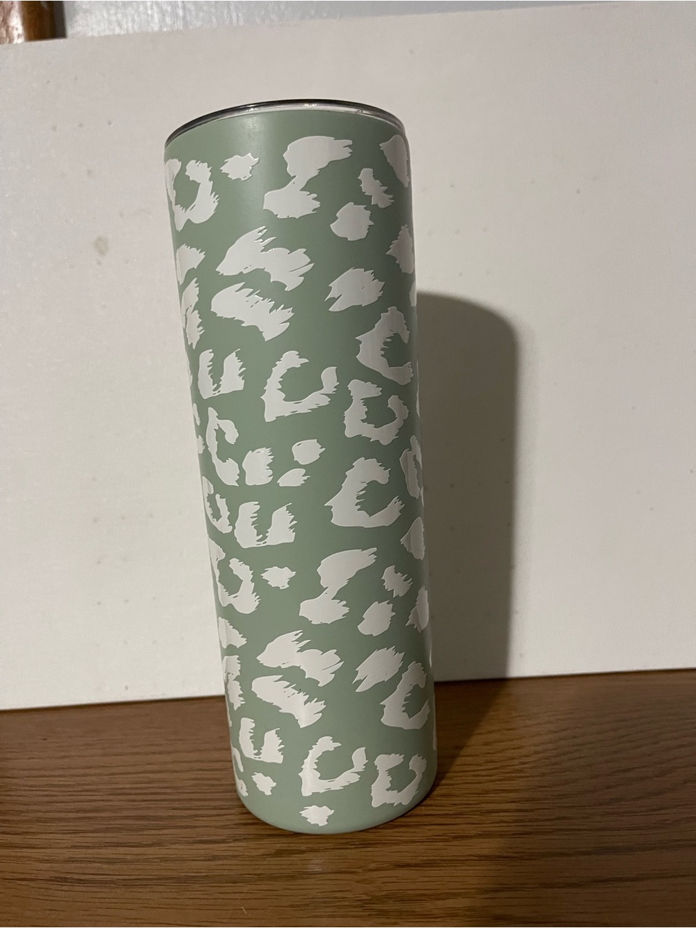 Sage Green Leopard Print Decorative Tumbler - Unbranded